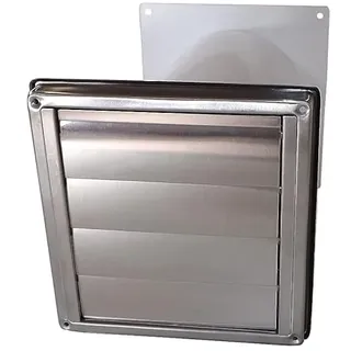 VentilationNord Mauerkasten 125 mit Rückstauklappe für Dunstabzug | Edelstahl-Wetterschutz-Lüftungsgitter mit Wandabdichtung | Teleskoprohr Ø 125