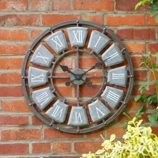 Garden Mile 60 cm römische Ziffern Stein Outdoor Uhren für den Garten, wasserdicht, große Wanduhr für Wohnzimmer, Außen, Gartenuhr, Gartenornament, große Uhr für drinnen und draußen