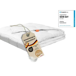 sleepling leichte Daunendecke, 135 x 200 cm, 90% Daunen 10% Federn, Steppbett, sleepling - Weiß