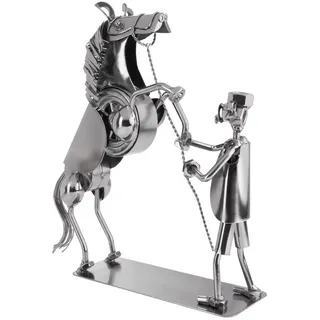 Brubaker Schraubenmännchen Pferd auf Zwei Beinen - Handarbeit Eisenfigur - Geschenk für Reiter, Reiterinnen, Pferdesportler, Züchter und Pferdefreunde