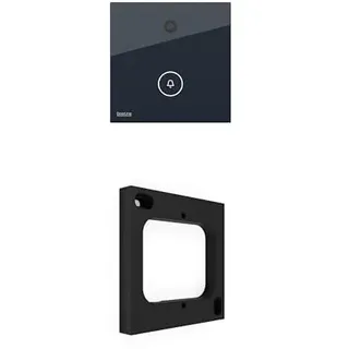 DOORLINE Bundle Snap schwarz l die Türklingel mit Kamera I Bildübertragung ohne Cloud per WLAN über die Fritz!Box auf das Fritz!Fon oder Smartphone + Aufputzrahmen