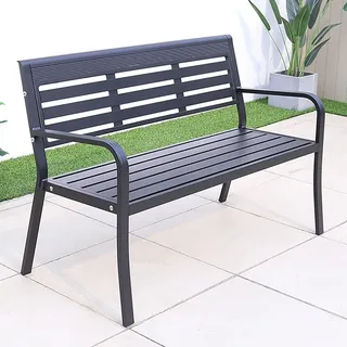 Gartenbank, Aluminium Bank Garten mit Rückenlehne und Armlehne, 2-Personen-Terrassenbank, Wetterfest, Einfaches und Modernes Design, Sowohl für Den Außen- Als Auch für Den Innenbereich Geeignet ( Colo