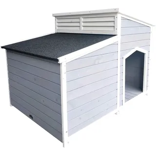 dehner lieblinge Hundehütte Balu, ca. B128/H91/T88,5 cm, Grau, Weiß, Dunkelgrau