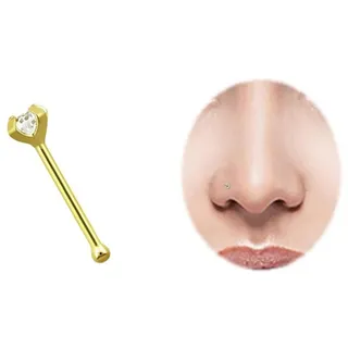 Nasenpiercing ADELIA ́S "Piercing  Piercing Nasenpiercing", Damen, Gr. onesize, gold, Gelbgold 750, Piercings, Nasenstecker - Nose Bone 14kt Gold mit Zirkonia + Stopper