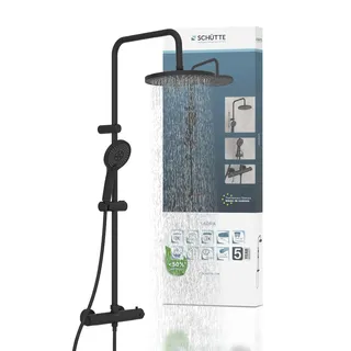Schütte Adria Überkopf-Brauseset mit Thermostat Schwarz Matt 27271000