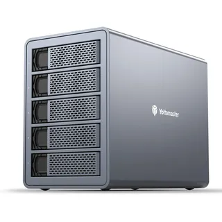 Yottamaster 5 Bay Festplattengehäuse Daisy-Chain, Externes Typ-C 10Gbps HDD Gehäuse, Unterstützung von 5 x 18 TB, USB C Daisy Chaining 2 andere USB-Geräte für eine Kapazität von bis zu 270 TB [FS5C3]