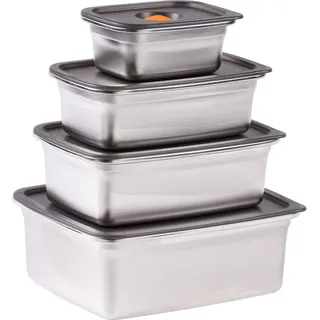 STONELINE Frischhaltedose Edelstahl schwarz 0,3 l, 0,7 l, 1,2 l, 2,3 l 8-teiliges Set