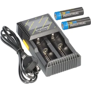 WSB SET Nitecore D2 Ladegerät + 2x 14500 AA Solar Akku LiFePO4 3,2V 600mAh
