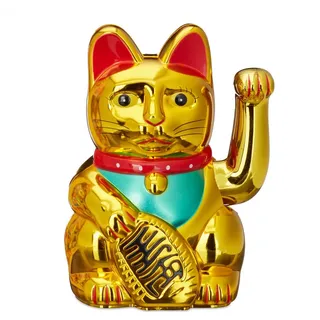 Relaxdays Maneki Neko Winkekatze 16 cm Gold