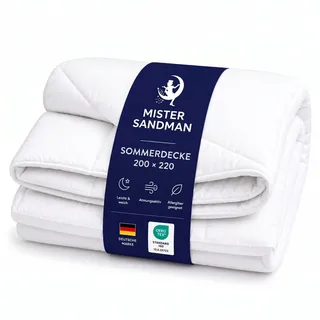 SOMMERBETTDECKE 200x220 cm – leichte Bettdecke mit kühlender Füllung & atmungsaktivem Mikrofaserbezug