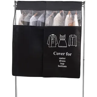 Schutzhülle für Kleiderständer, Abdeckung für Kleiderständer 120 × 120 cm Staubdichte Kleidersäcke Anti-Staub Abdeckung Staubschutz vor Feuchtigkeit Garderobenständer Schwarz
