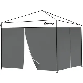 Sekey 2PCS Seitenwände für Pavillon 3x3 Wasserdicht für Pavillon Partyzelt Gartenzelt 3x3m, 1 Fenster 1 Tür, Grau (Grau, 2 Türen)