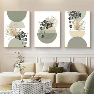 3-teiliges Poster Set Grüne Pflanzen Boho Stil Wandbilder 50x70cm Ohne Rahmen