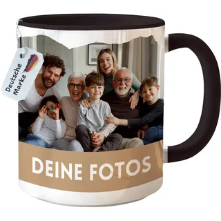 Tasse personalisiert mit eigenem Foto personalisierte Tasse mit Foto Geschenk für Freundin Geschenke Frauen Fototasse bedrucken Muttertagsgeschenk Fototasse Fotogeschenke Kaffeetasse (Schwarz)