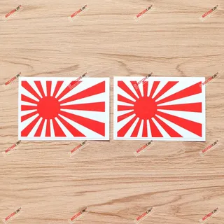 (2) 10,2 cm Glänzende japanische Rising-Sun-Flagge Decal-Aufkleber, JDM, Auto-Vinyl