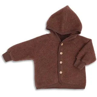 Engel - Wollfleece-Kapuzenjacke HOLZKNÖPFE in zimt melange, Gr.74/80
