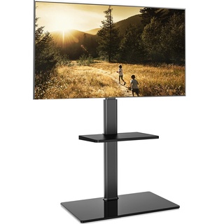 Fitueyes TV Ständer TV Bodenständer Standfuß Fernsehstand mit Regal höhenverstellbar schwenkbar für 32 bis 60 Zoll Flach & Curved Fernseher bis zu 30kg Max.VESA 600 * 400