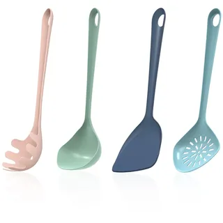 empava küchenhelfer Set of 4 - (Pfannenwender, Suppenkelle, Schöpflöffel, Spaghettilöffel) küchenutensilien, Pfannenwender Kunstoff, Schöpfkelle, Schaumkelle, Spaghetti Löffel, küchenhelfer