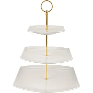 Festa Italia Etagere Porzellan - 3 Stöckig - Weiß Etageren - Kuchenständer Cupcake-Halter - Obstetageren - Obst Kekse Süßigkeiten Servierplatte - Gebäck gestuftes Serviertablett für Weihnachten