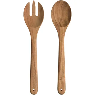 LEONARDO Salatbesteck - 2-teiliges Servierbesteck für Salat aus hochwertigem Akazien-Holz - Auch geeignet für Nudeln, Gemüse und mehr - Länge 30 cm Braun,