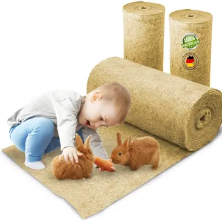 Nagerteppich aus 100% Hanf auf Rolle mit 10m Länge, 40cm Breite, 5mm dick, Hanfteppich für alle Arten Kleintiere, Hanfmatte Nagermatte Nager-Teppich