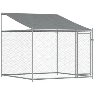 vidaXL Hundezwinger mit Dach und Tür Grau 2x2x2 m Verzinkter Stahl