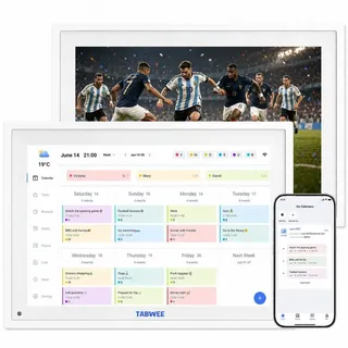 tabwee P10 10,1 Zoll Digitaler Kalender und Desktop Bilderrahmen mit Touchscreen, WLAN, 1280x800 Auflösung, 16:10, Multi-Device-Sync und Sharing