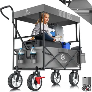 Kesser Bollerwagen faltbar mit Dach grau