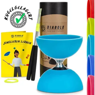 Diabolo Freizeitsport Diabolo Set Pro (türkis) mit kugelgelagerter Achse - inkl. Alu-Handstäben, Ersatzschnur, Anleitung und Geschenkverpackung
