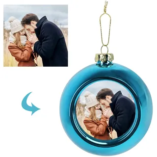 Weihnachtskugel mit Foto, Christbaumkugeln, personalisiert Weihnachtskugeln mit Bild, 6cm Fotoweihnachtskugel für Baumschmuck, Weihnachtsbaum, Weihnachtsdeko, Basteln, Weihnachten Foto Geschenk