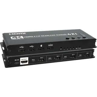 KVM Switch HDMI 4K 4x1 Quad Multi Viewer 4 in 1 Ausgang KVM HDMI Display Multiviewer Ununterbrochen für 4 PC Maus und Tastatur Teilen