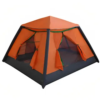 CYTBEK Aufblasbares Zelt für den Außenbereich, Camping-Luftzelt für 2–4 Personen, mit Luftpumpe und Tragetasche, Faltbare Hauszelte, für Familie, Outdoor, Camping, Wandern, 100% wasserdicht orange