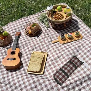 Wasserdichte Picknickdecke, extra groß, 200 x 200 cm, anpassbares Karomuster, Stranddecke sandabweisend, faltbare Campingmatte für Outdoor, Strand, Park, Familienpicknicks und Reisezubehör