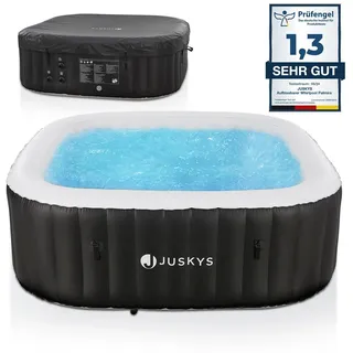 Juskys Whirlpool Palmira für bis zu 6 Personen - Outdoor Indoor Pool aufblasbar - eckig - Schwarz