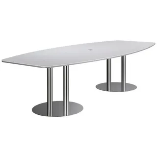 Hammerbacher Konferenztisch KT28S weiß Tonnenform, 280,0 x 85,0 - 130,0 x 74,5 cm