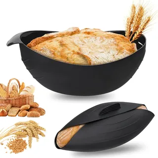 luxecove 3-in-1-Silikon-Brotform, Silikon-Universalschale, silikon brotbackform, brotbackform oval, Brotbackform, runde Silikonform mit 30 cm Durchmesser, hitzebeständig bis 230 °C, zum Backen, Mischen
