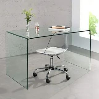 cagü Design Glasschreibtisch Schreibtisch Mayfair Glas transparent 120cm x 70cm