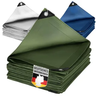 KARAT Abdeckplane wasserdicht 6 x 8 m Blau Gewebeplane mit Ösen - Bauplane, Pool Bodenplane, Zeltplane für Boden, Regenplane Anhänger Plane, Holzabdeckplane, Gartenplane, 240g/m2