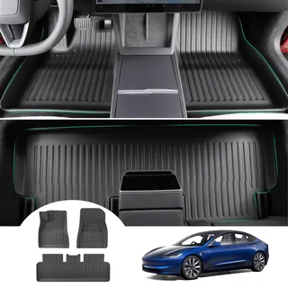 GAFAT Fussmatten für Neu Tesla Model 3 2026-2024 (Standard & Premium), TPE Allwetter-Fußmatten für Model 3 Highland 2025 Gummimatten OEM Original 3D-Scan, Extra Hoher Rand 6-10 cm, Leicht zu Reinigen