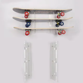 HHUXIUE Skateboard-Regal Wand montiert Skateboard-Regal Skateboard-Halterung, Lager Skateboard-Rahmen, horizontal platzsparendes Design (3 layers transparent)