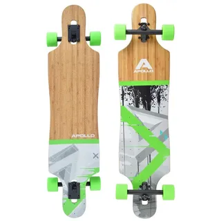 Apollo Twin Tip DT Longboard 40" aus mehrlagigem Holz für idealen Flex & Stabilität braun|grau|grün 40"