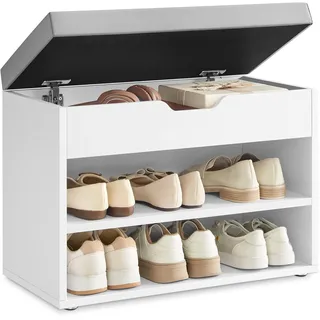 VASAGLE Schuhbank 60 x 44 x 30 cm wolkenweiß gepolstert