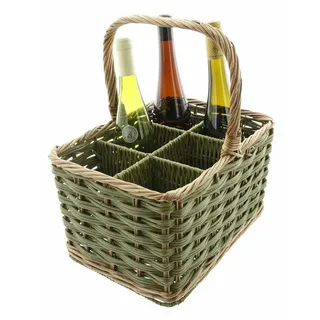 Home-trends24.de Flaschenkorb Flaschenkorb 6 Flaschen Träger Halter Einkaufskorb Tragegriff Weide