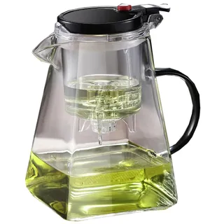 FUYTERY Glas Teekanne mit abnehmbarem Infuser, Kungfu Tee Kunst Glas Teekanne Edelstahl Filter Krug mit Infuser, blühende und lose Blatt Tee Maker Set (750ML,1000ML) (Weiß, 1000ML)