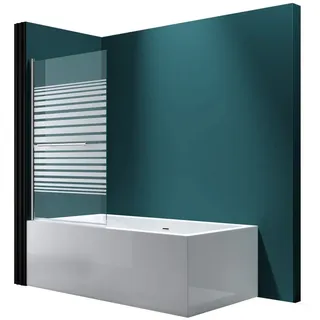 mai & mai Duschwand für Badewanne faltbar 180° Sicherheitsglas mit NANO Faltwand 94x140cm Duschabtrennung Badewannenaufsatz teilsatiniert | Transparent