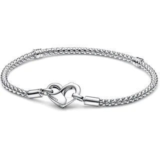 Pandora Armband mit Infinity Herzverschluss aus Sterlingsilber in der Farbe Silber 925 Nietenkette, 17 cm