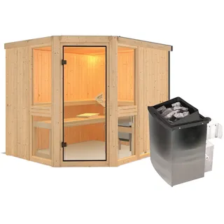 Sauna Amelia 3 inkl. 9 kW Ofen + int. Steuerung ohne Dachkranz
