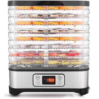 Meykey Deshidratador de Alimentos 8 Pisos Bandejas, Deshidratador de Frutas y Verduras 400W con Temporizador 72H y Temperatura ajustable,Pantalla LCD,sin BPA, Weiß