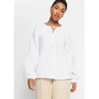 bonprix Langarmbluse BONPRIX "Musselin-Bluse aus Baumwolle", Damen, Gr. 48, weiß, Obermaterial: 100% Baumwolle, oversize, Blusen Langarmbluse, Oversize-Passform, für vielseitige Anlässe