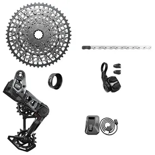 Sram GX Eagle T-Type Ebike AXS Groupset - 104BCD 34T mit Clip-On Guard, Schaltwerk, Schalthebel, 10-52t Kassette, Arme Nicht, Schwarz
